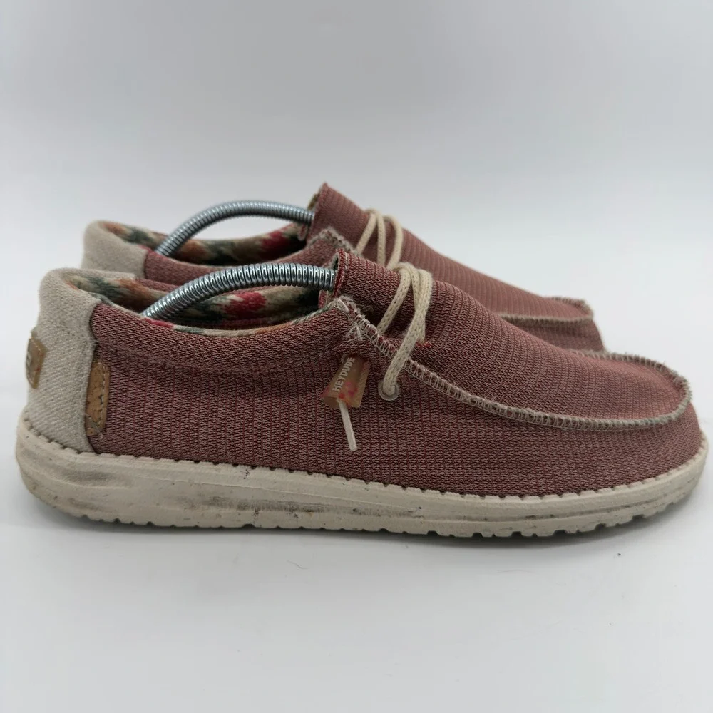 Hey Dude Wally Eco Mens 11 Rose Red Knit Slip On Loafers Shoes
